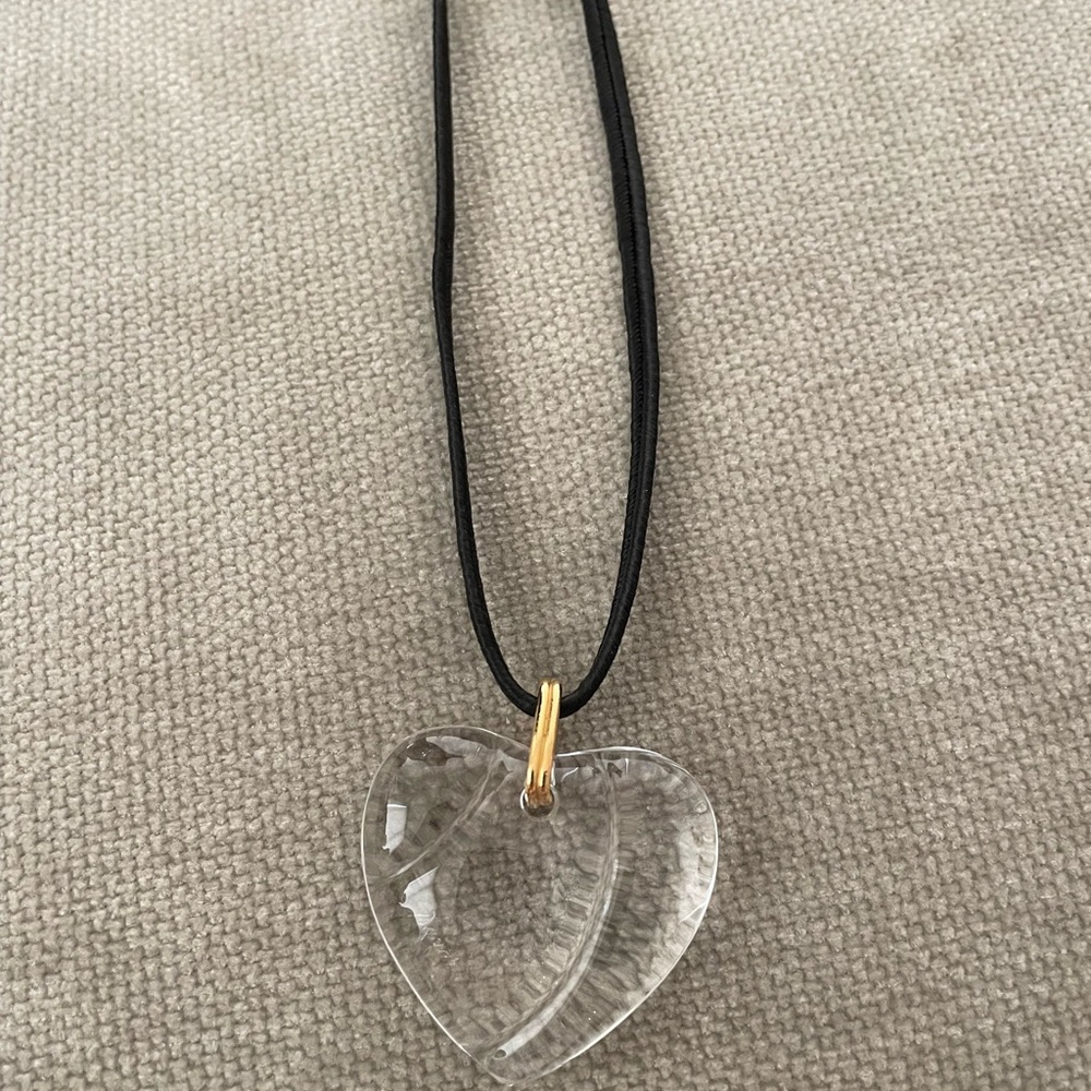 Baccarat crystal clear Heart Pendant Necklace Glass with box
